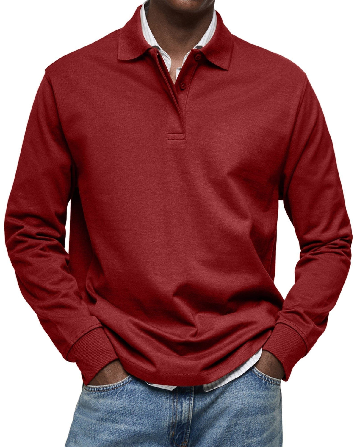 Long Sleeve Collared Polo Shirt for Men
