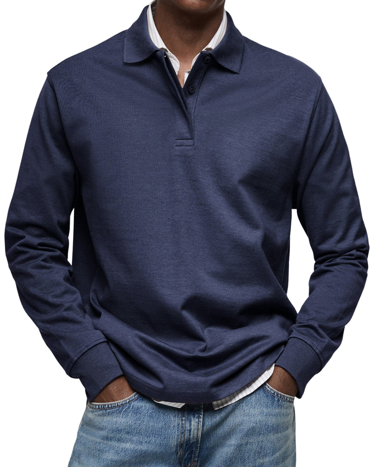 Long Sleeve Collared Polo Shirt for Men