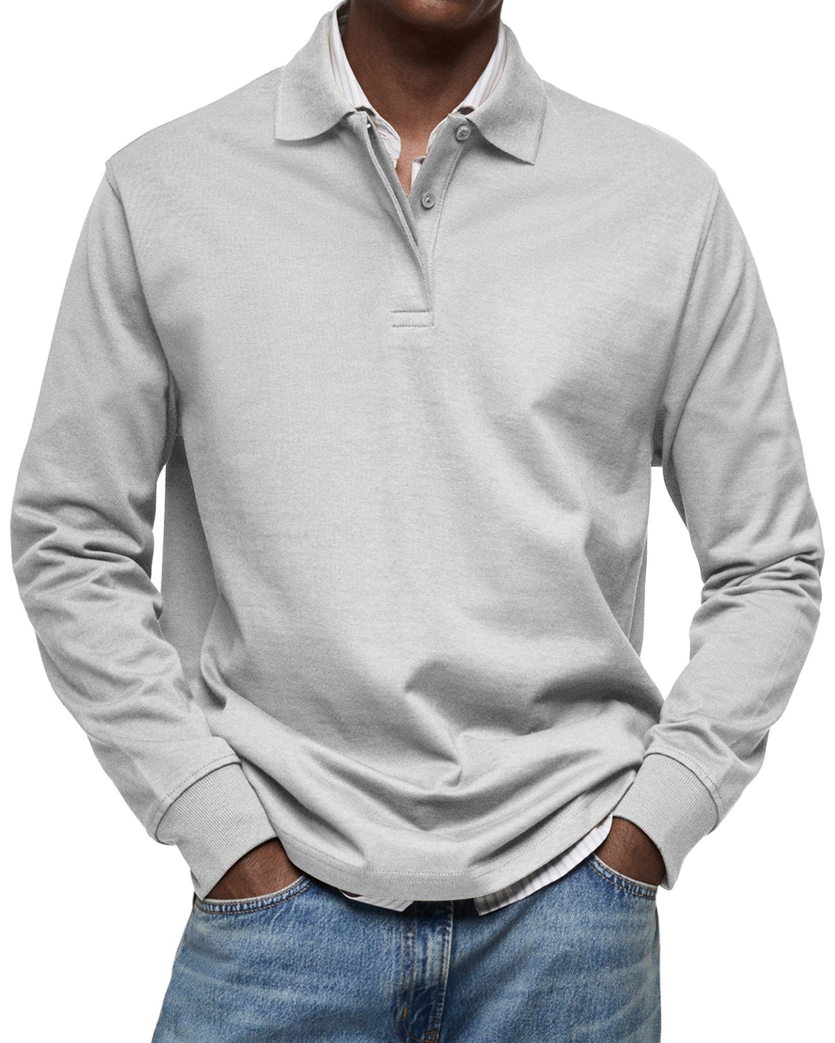 Long Sleeve Collared Polo Shirt for Men