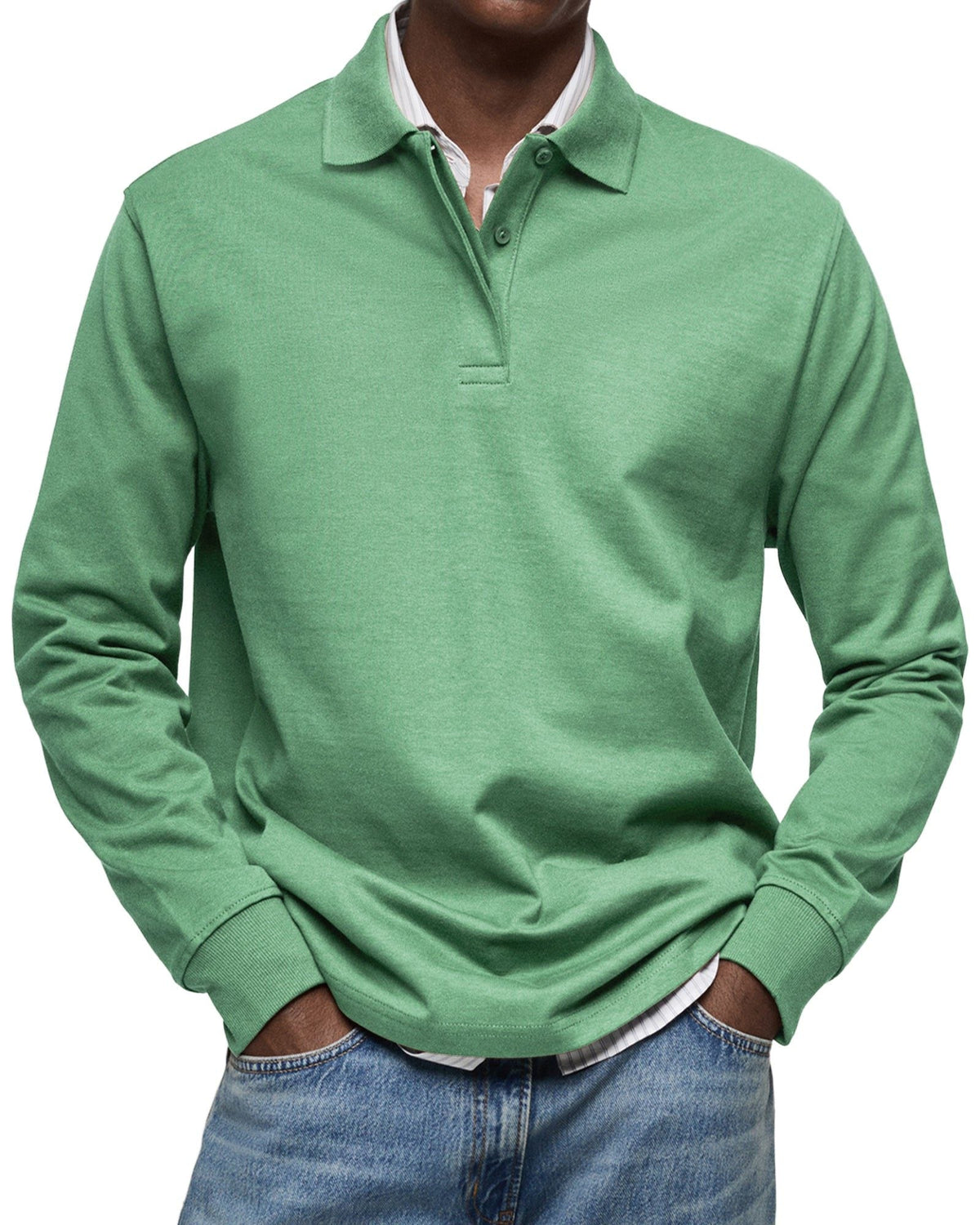Long Sleeve Collared Polo Shirt for Men
