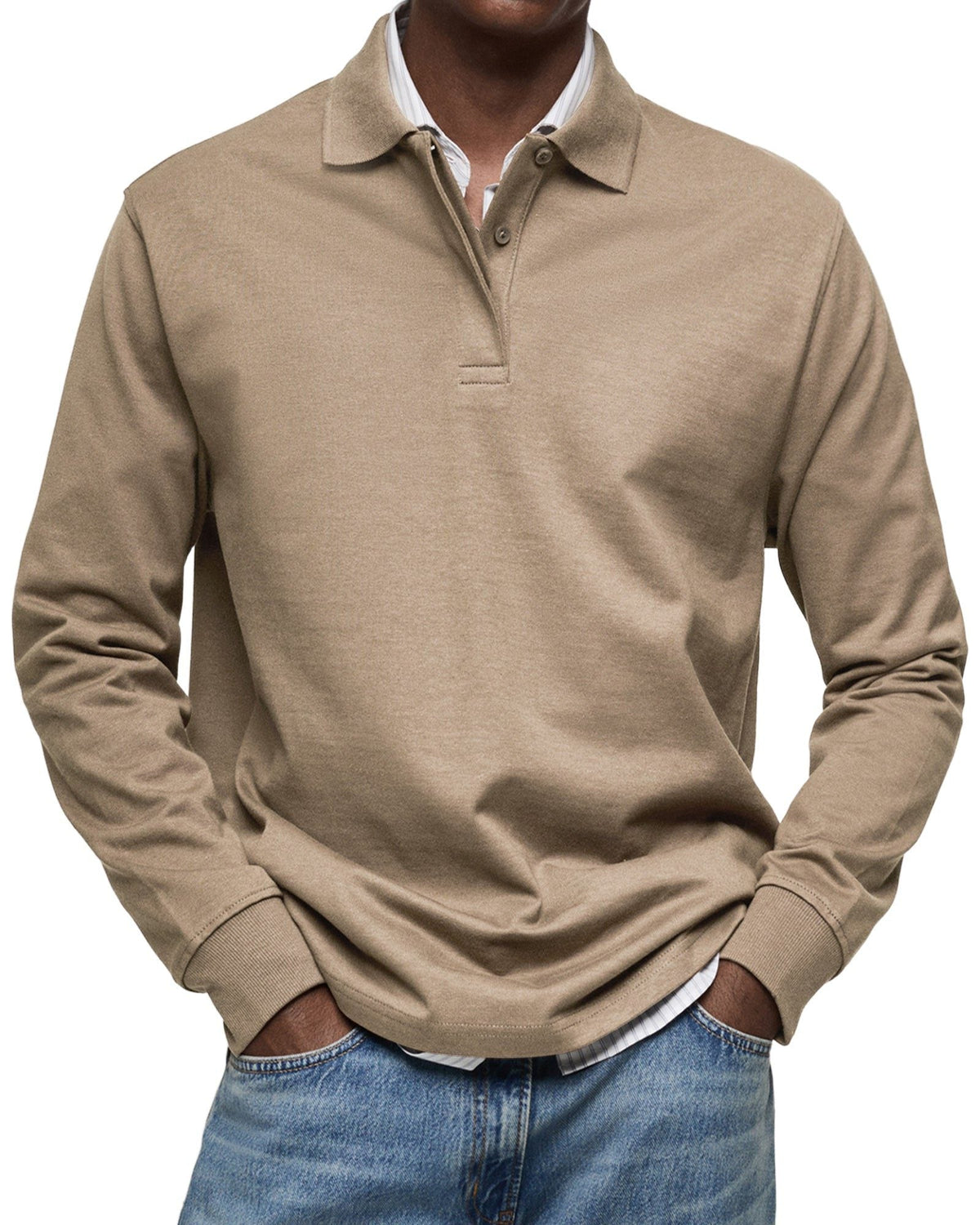 Long Sleeve Collared Polo Shirt for Men