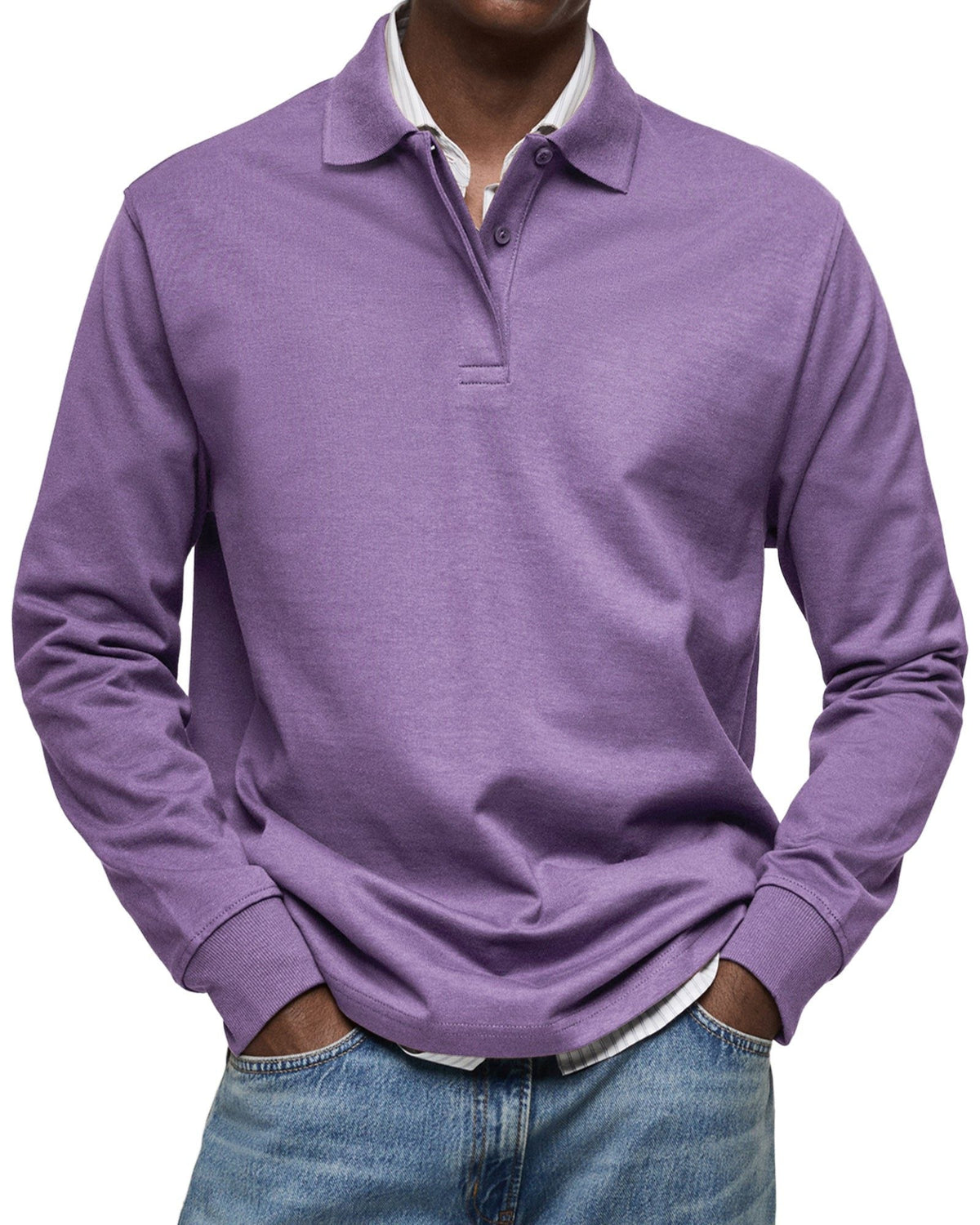 Long Sleeve Collared Polo Shirt for Men