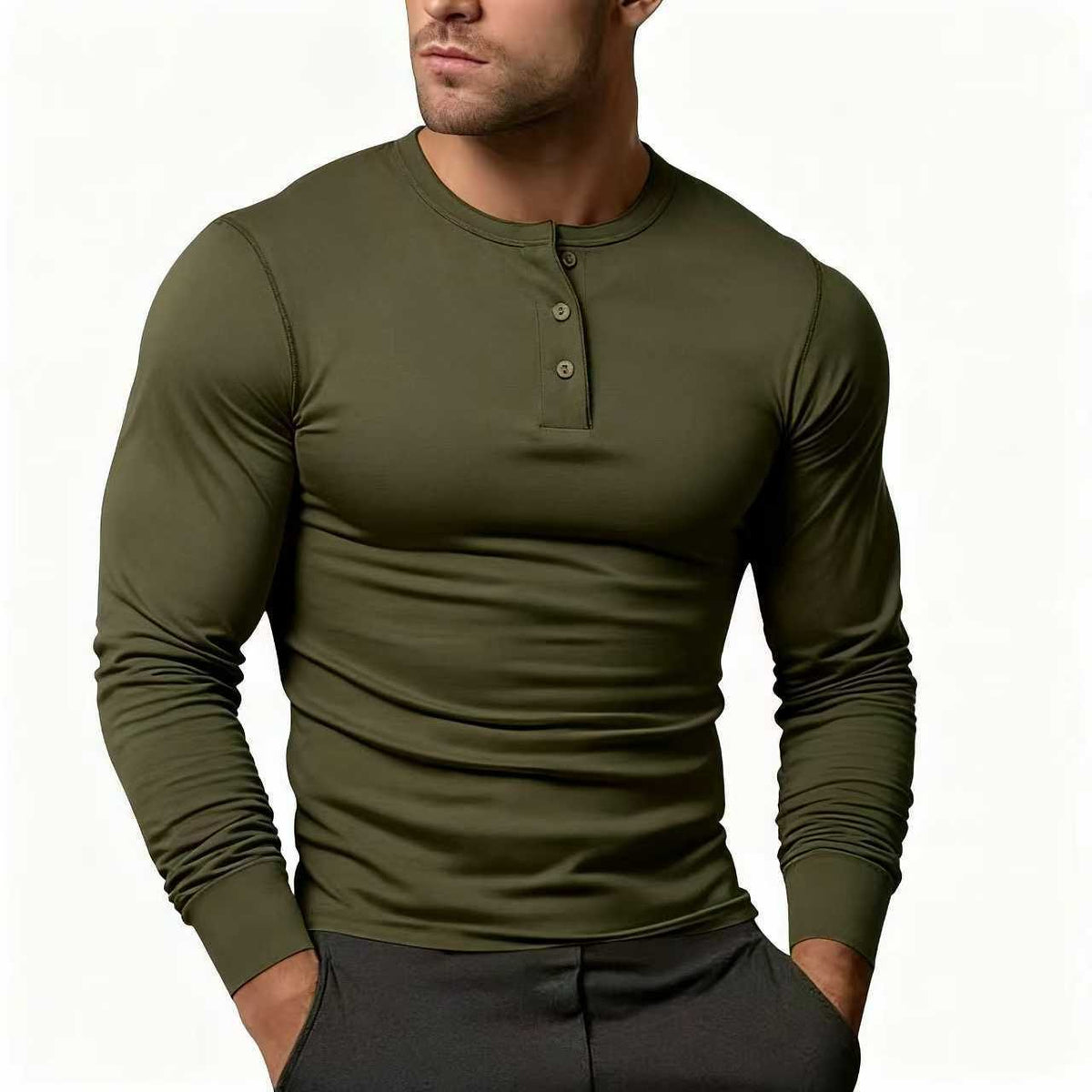 Long Sleeve Henley Shirt for Men