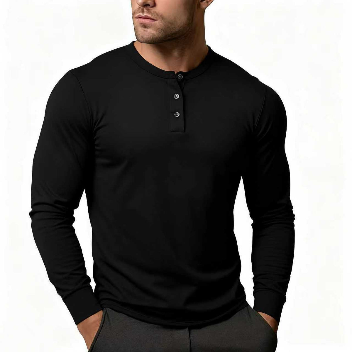Long Sleeve Henley Shirt for Men
