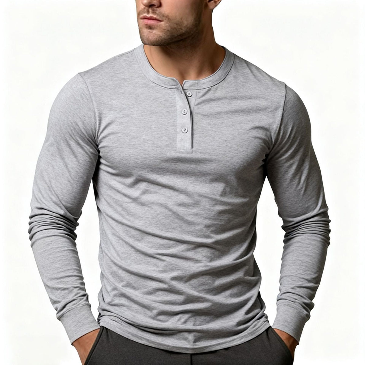 Long Sleeve Henley Shirt for Men