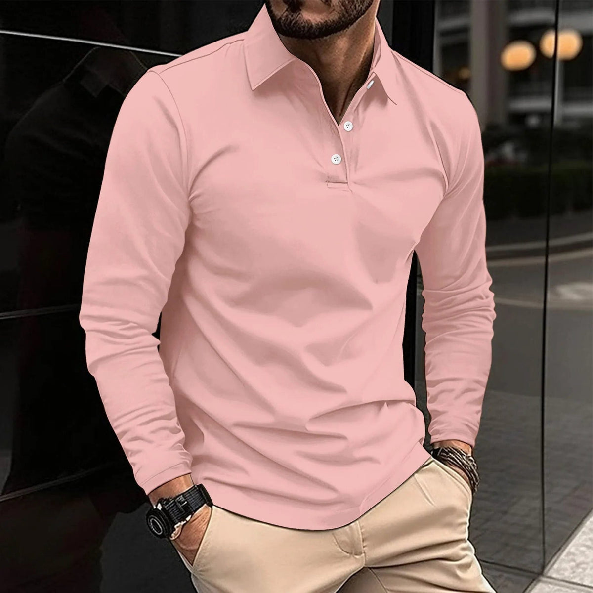 Long Sleeve Polo Shirt for Men