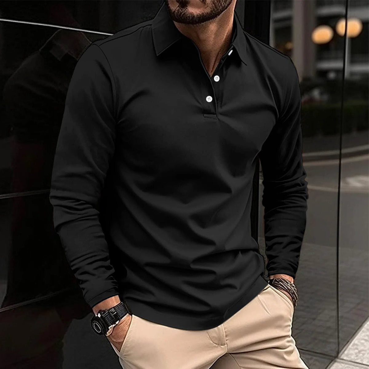 Long Sleeve Polo Shirt for Men