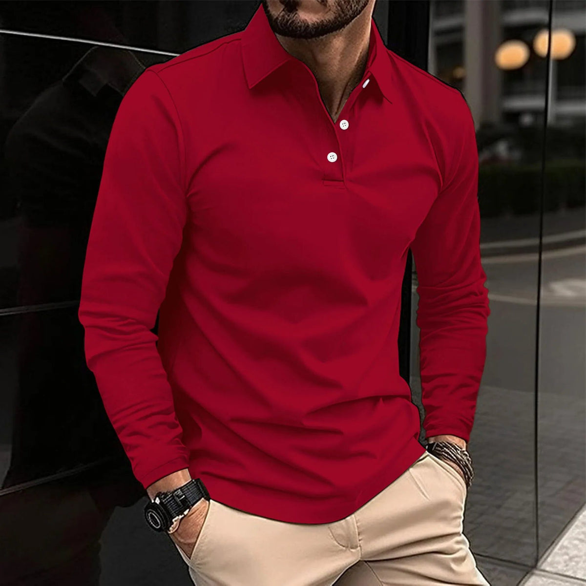 Long Sleeve Polo Shirt for Men