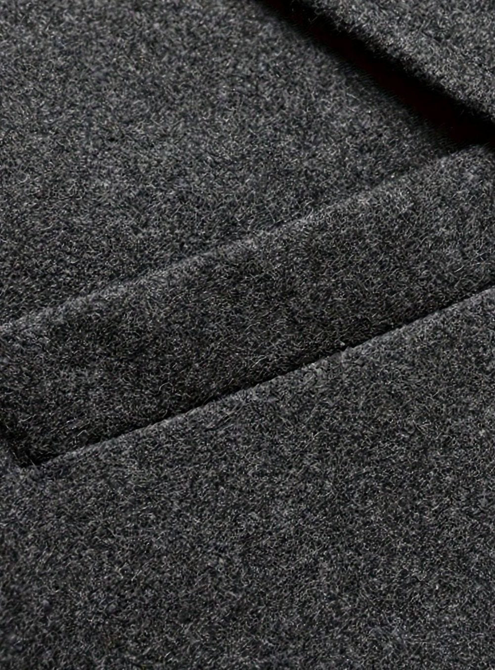 Wool Long Overcoat with Notch Lapel for Men