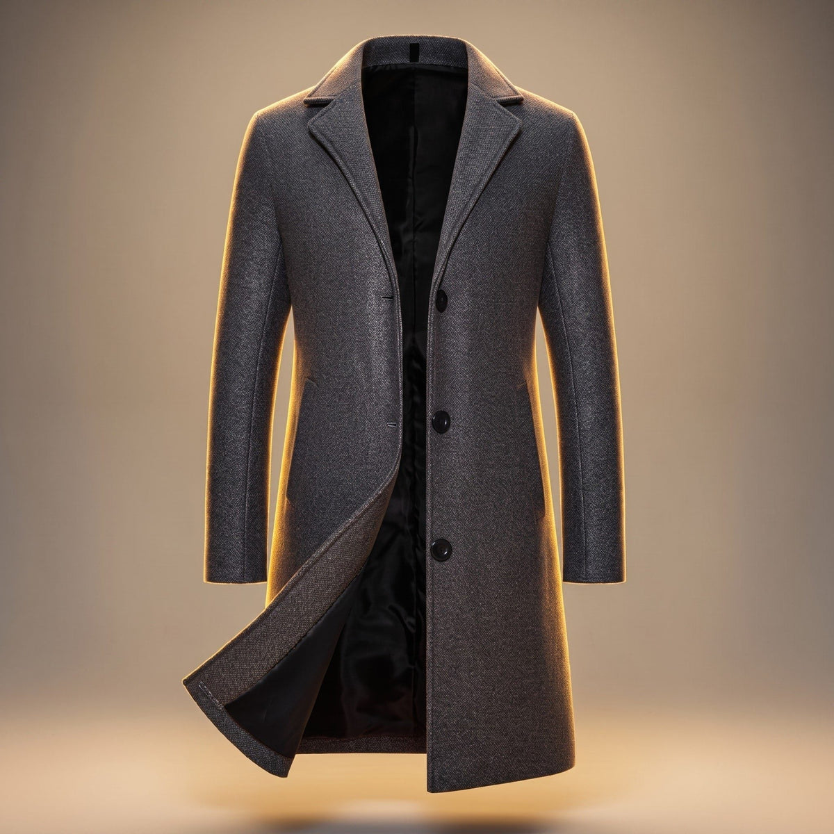Wool Longline Single-Breasted Overcoat for Men