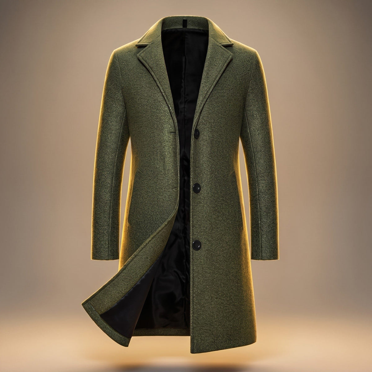 Wool Longline Single-Breasted Overcoat for Men