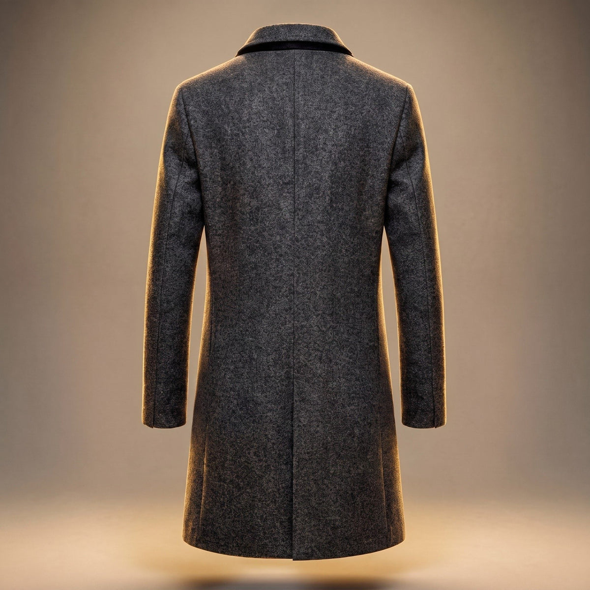 Wool Longline Single-Breasted Overcoat for Men