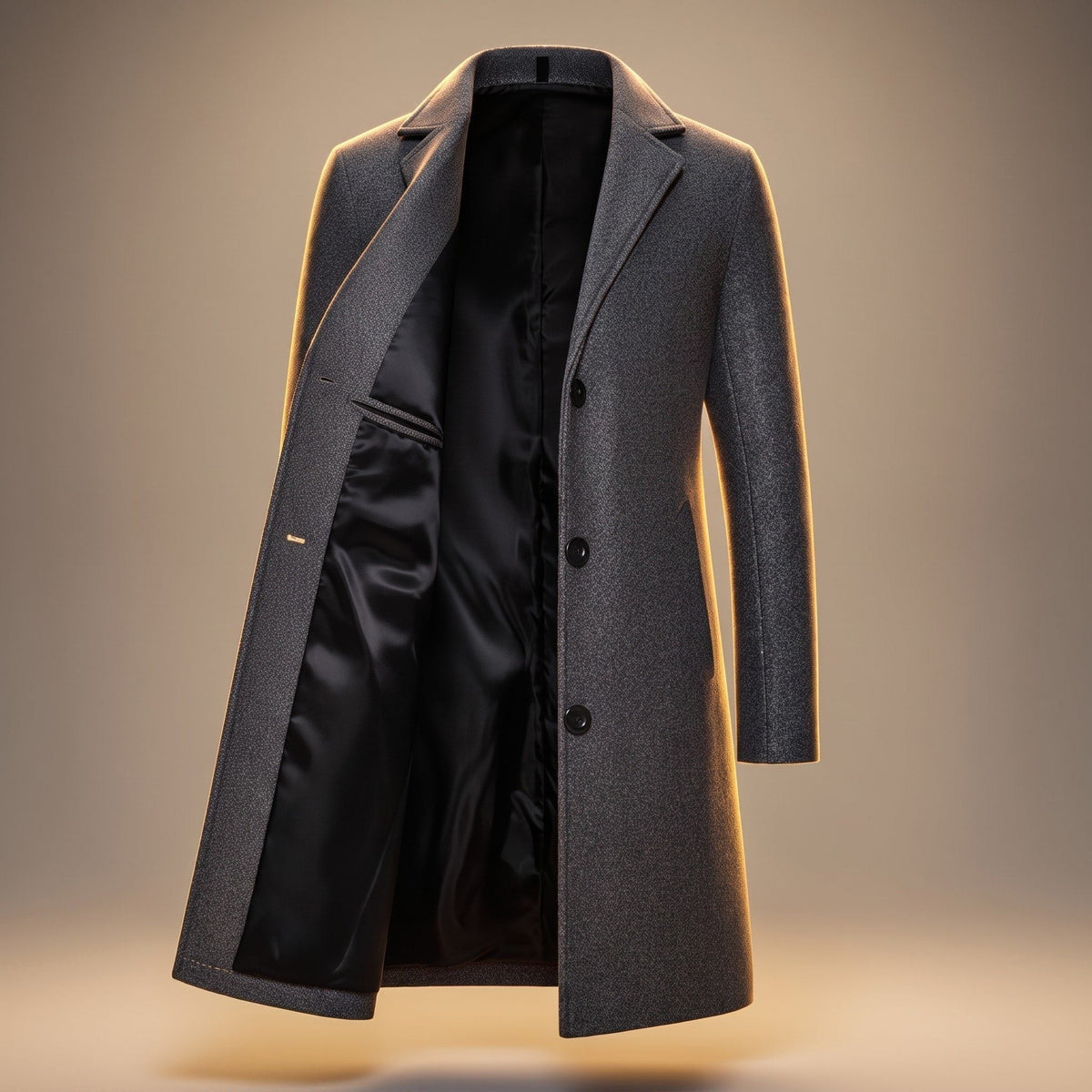 Wool Longline Single-Breasted Overcoat for Men
