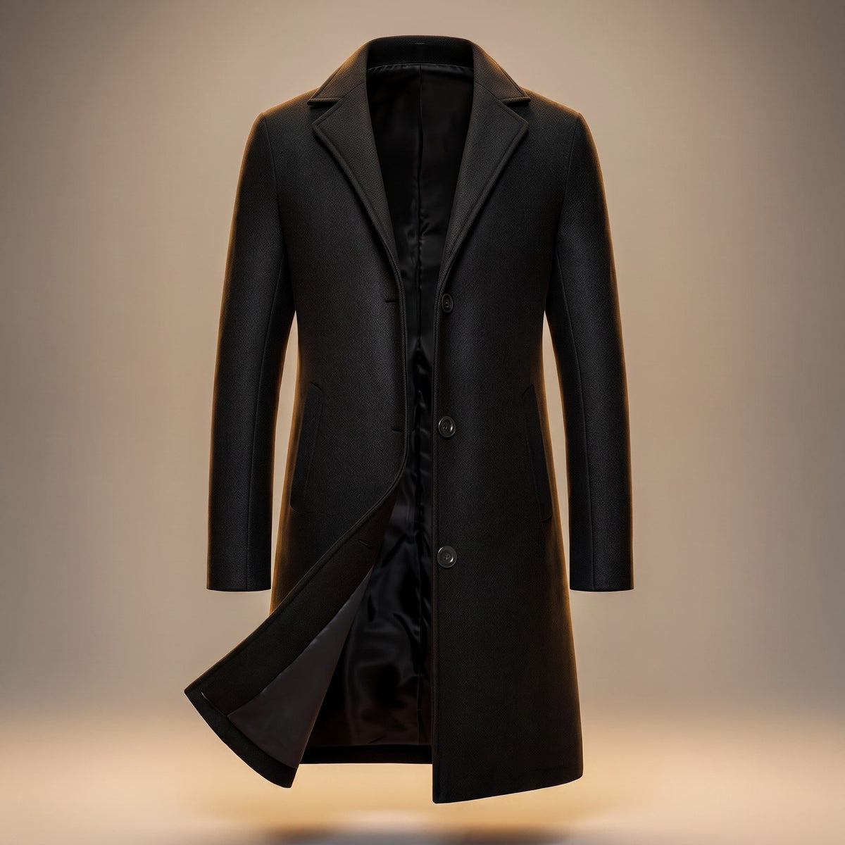 Wool Longline Single-Breasted Overcoat for Men