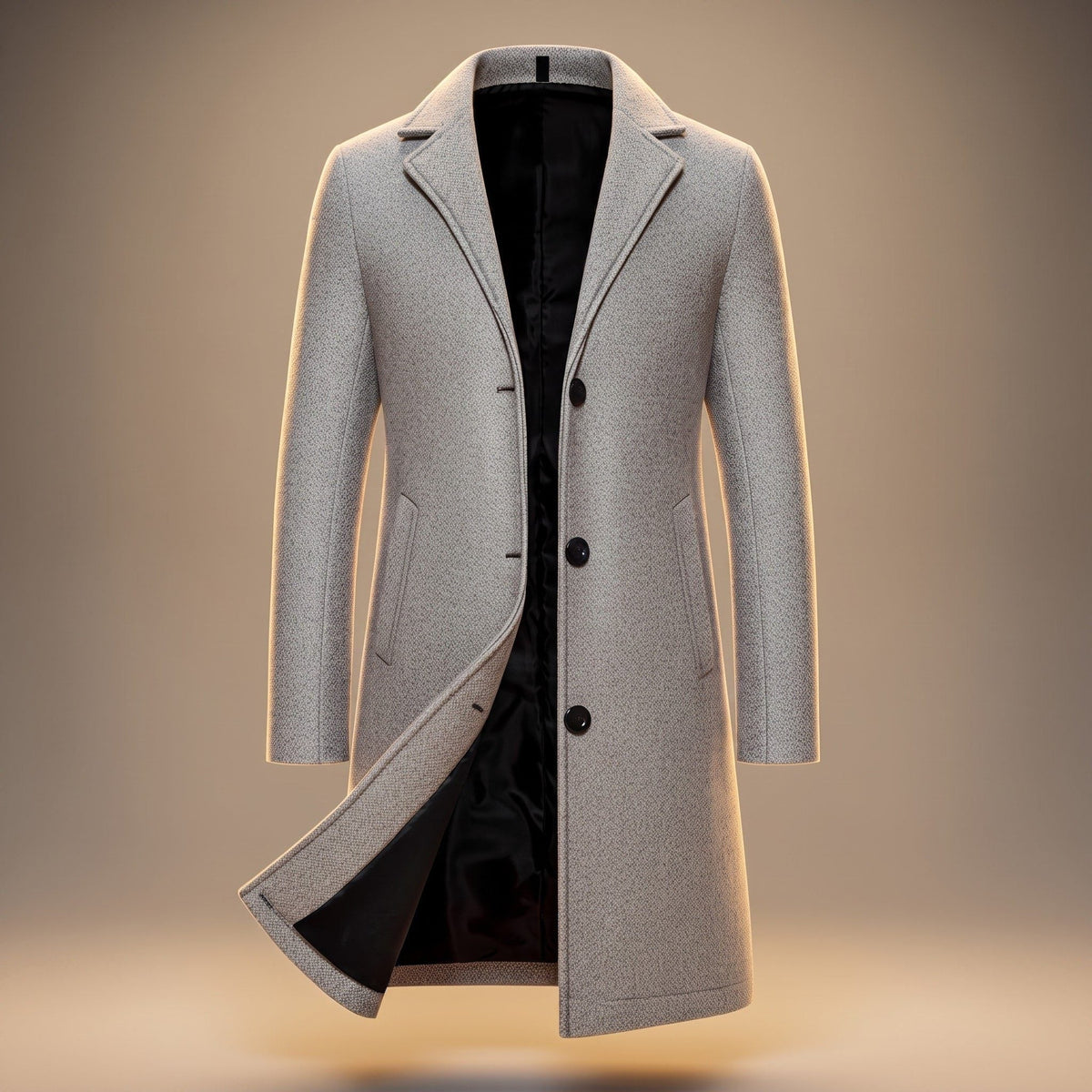 Wool Longline Single-Breasted Overcoat for Men