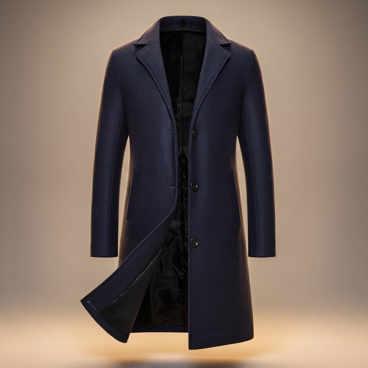 Wool Longline Single-Breasted Overcoat for Men