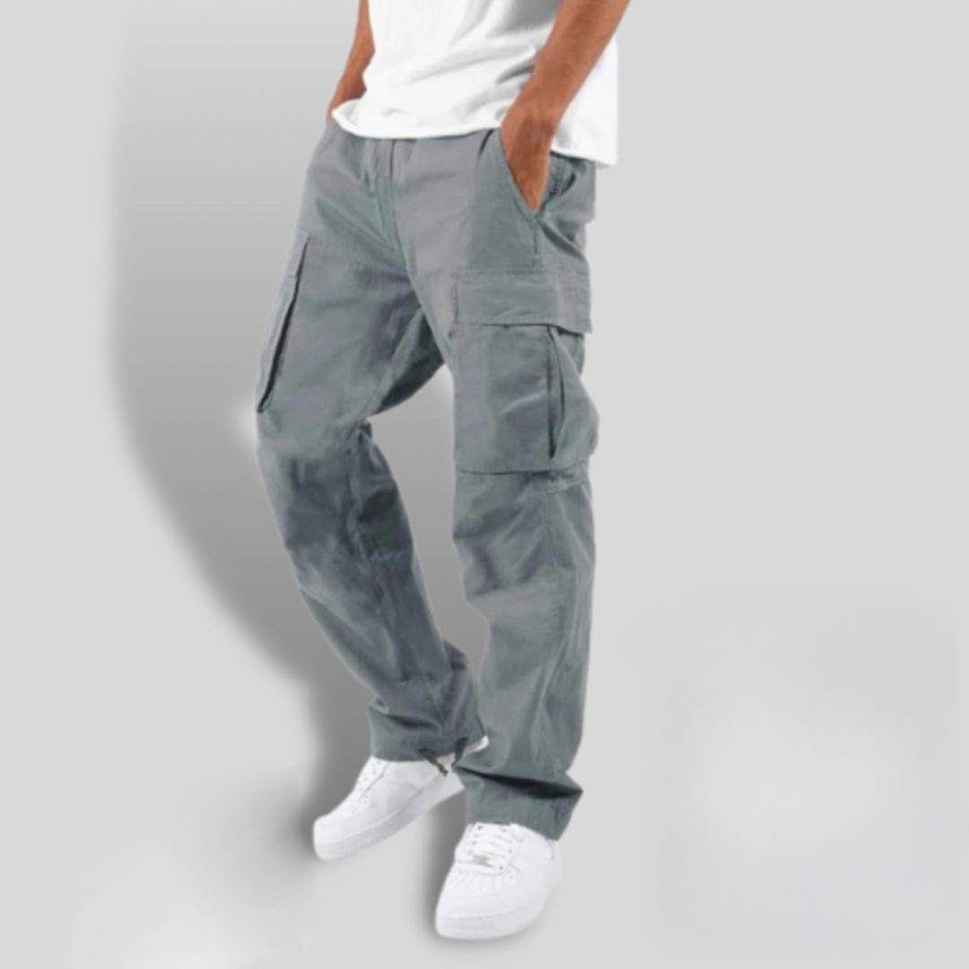 Loose Fit Cargo Trousers with Utility Pockets for Men