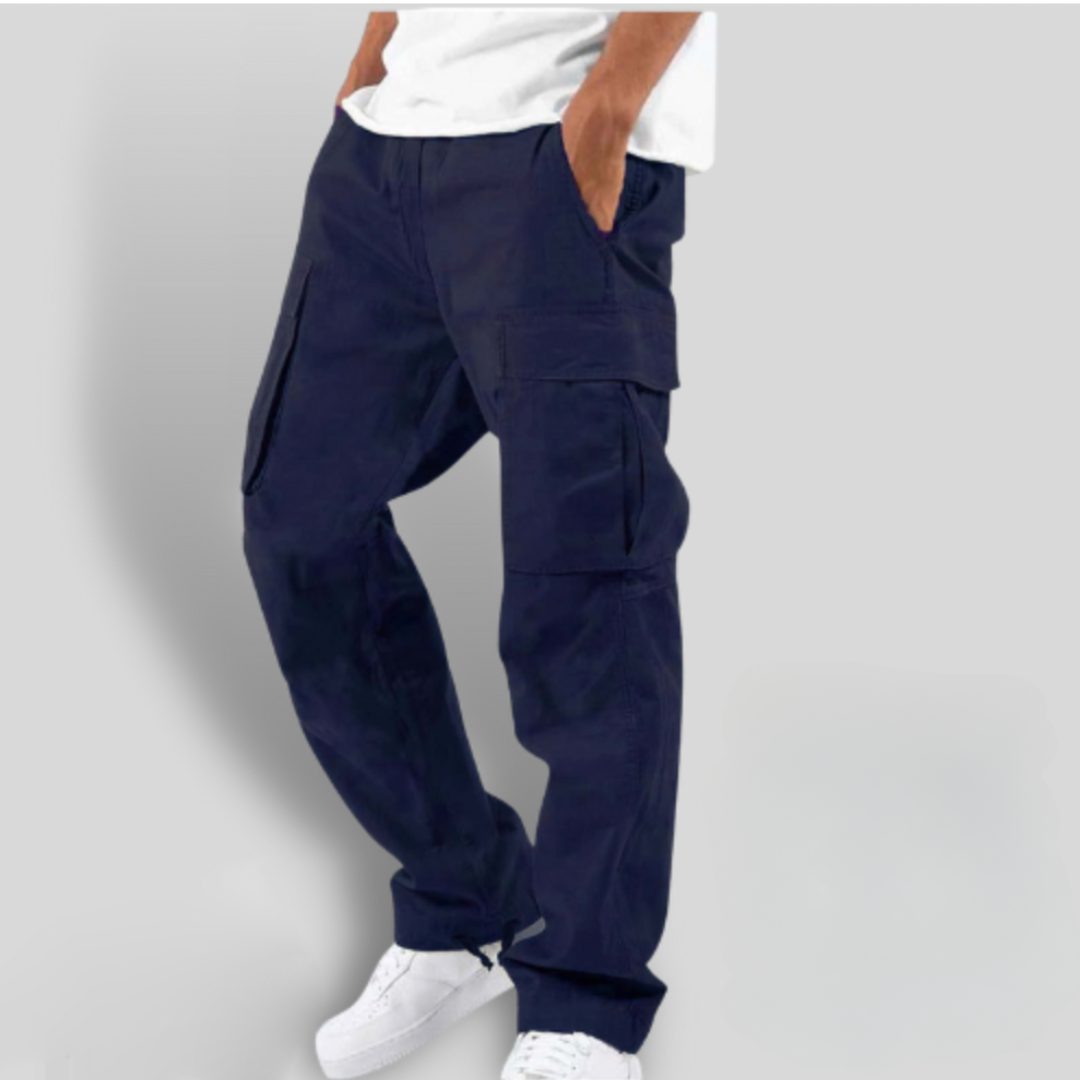 Loose Fit Cargo Trousers with Utility Pockets for Men