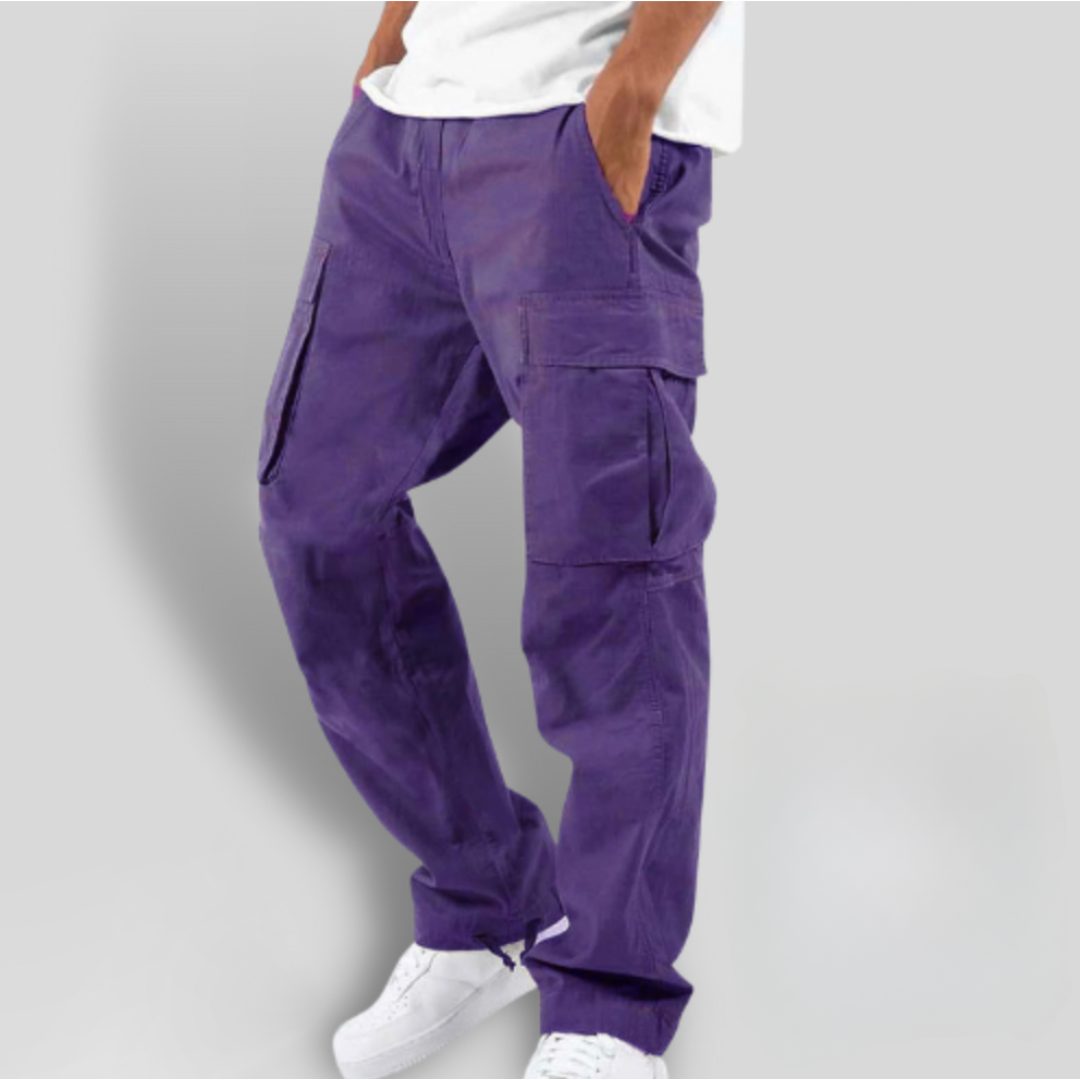 Loose Fit Cargo Trousers with Utility Pockets for Men