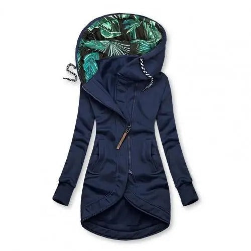 Delaney | Women's Hooded Parka Jacket Zip Up Printed Lining