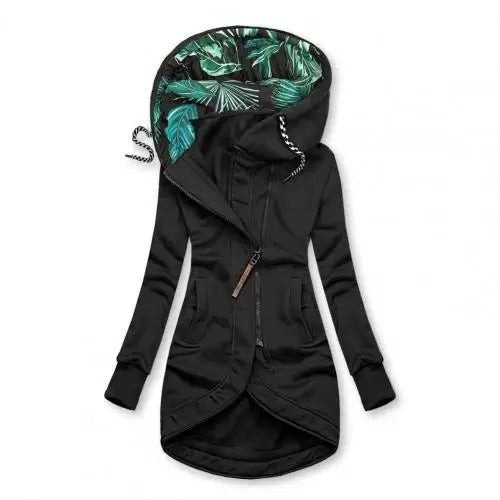 Delaney | Women's Hooded Parka Jacket Zip Up Printed Lining