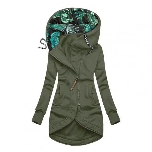 Delaney | Women's Hooded Parka Jacket Zip Up Printed Lining