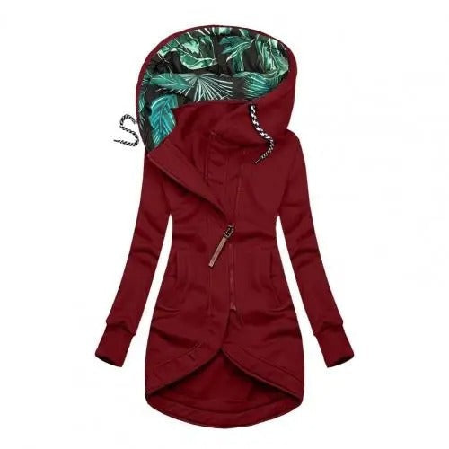 Delaney | Women's Hooded Parka Jacket Zip Up Printed Lining