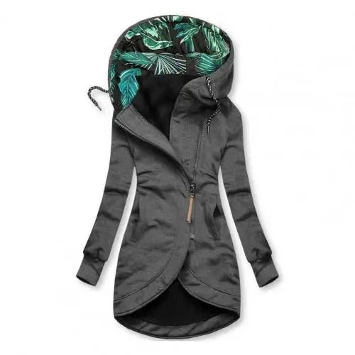Delaney | Women's Hooded Parka Jacket Zip Up Printed Lining
