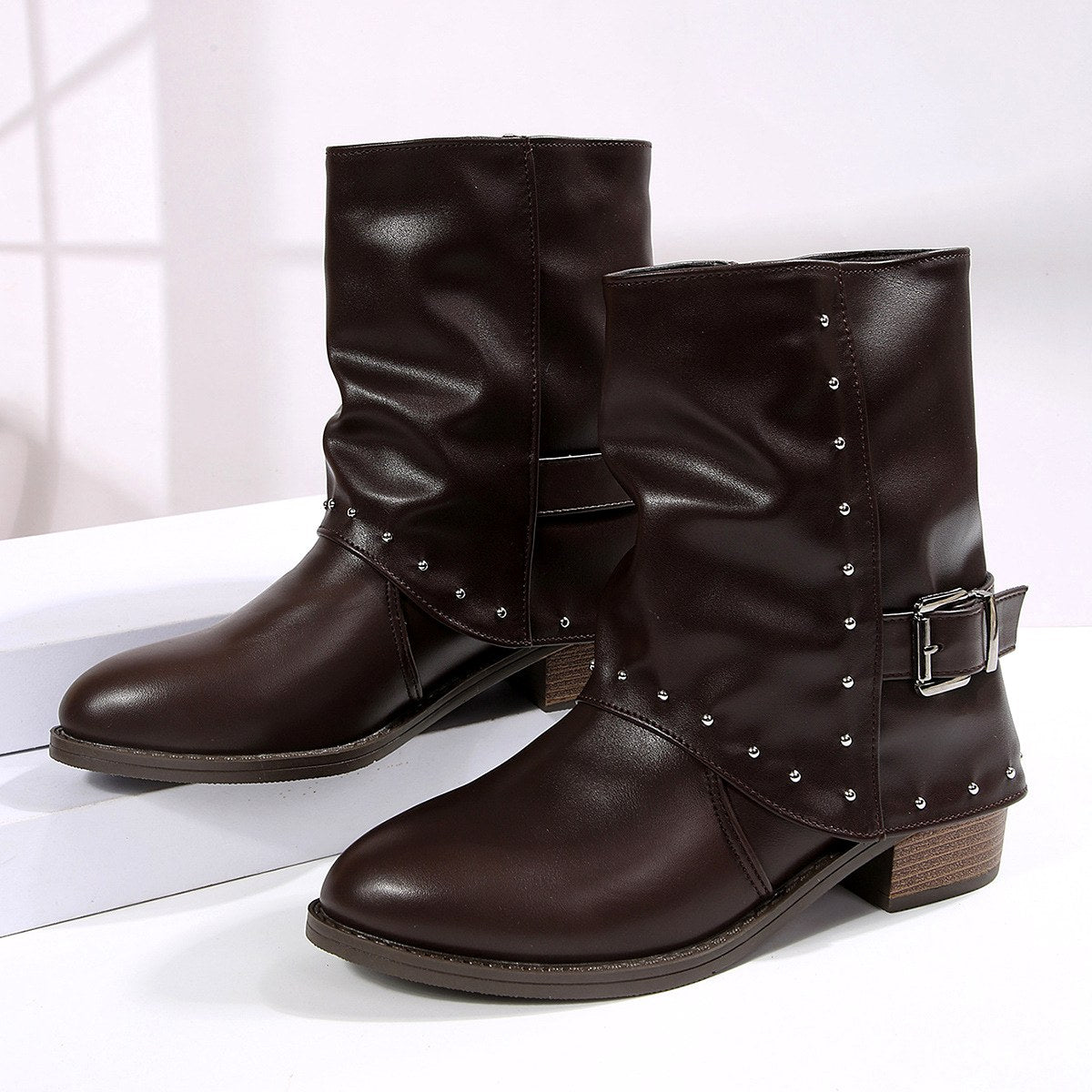Lorna - Women's Low-Heel Studded Ankle Boots