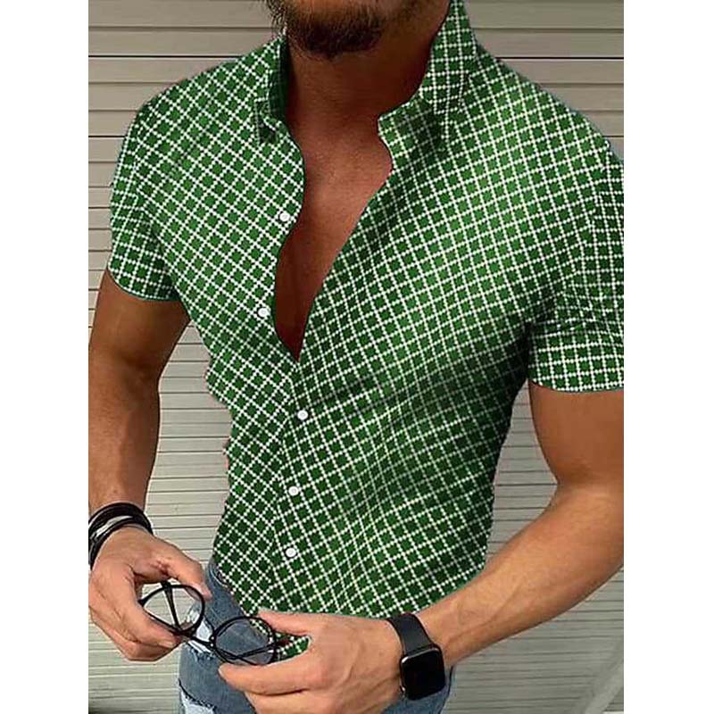 Loro | Men's Slim Fit Check Short Sleeve Shirt
