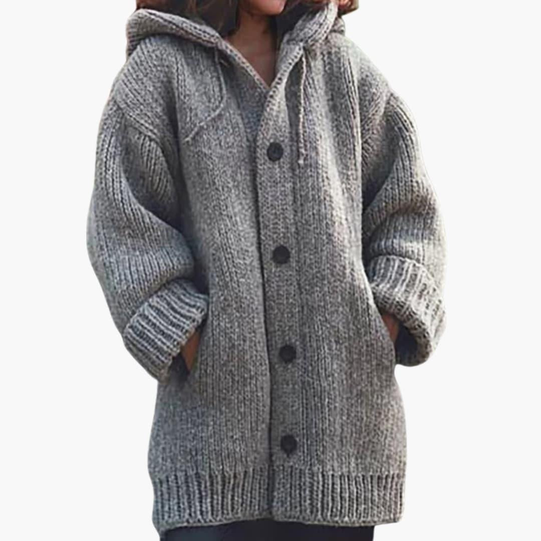 Luna | Women's Oversized Hooded Cardigan Sweater Knit Button Up