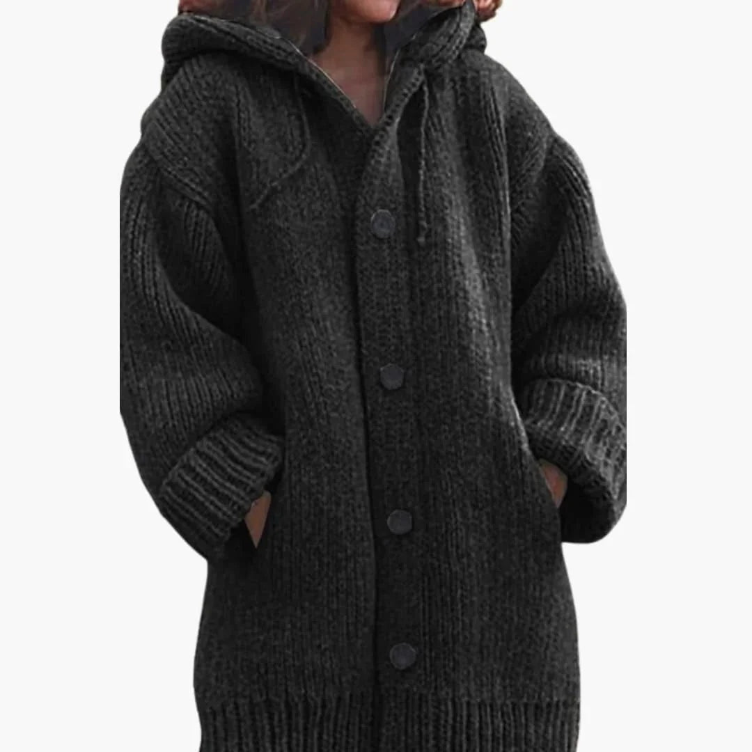Luna | Women's Oversized Hooded Cardigan Sweater Knit Button Up