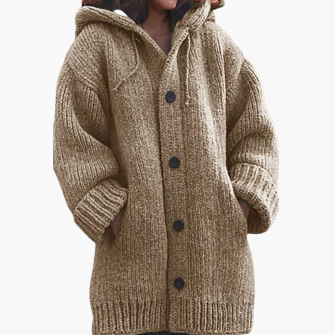 Luna | Women's Oversized Hooded Cardigan Sweater Knit Button Up