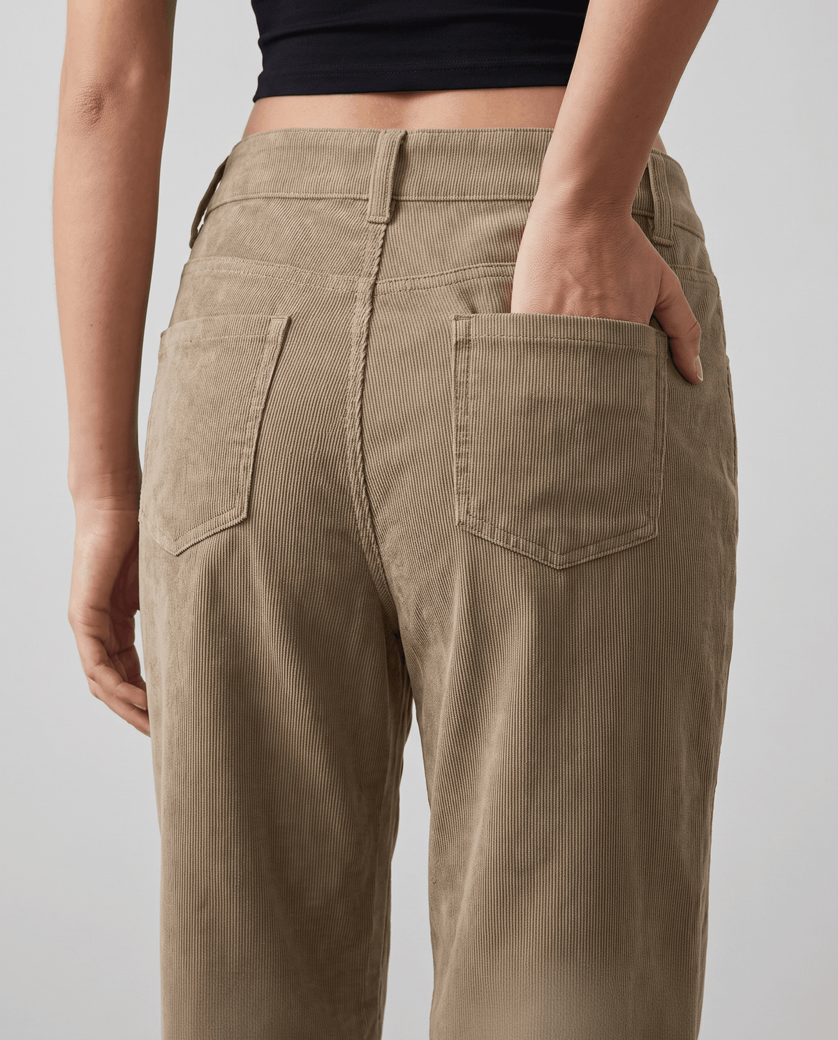 Low-Rise Corduroy Flare Pants – Front Patch Pockets, Zip Fly & Full Length | Hazel