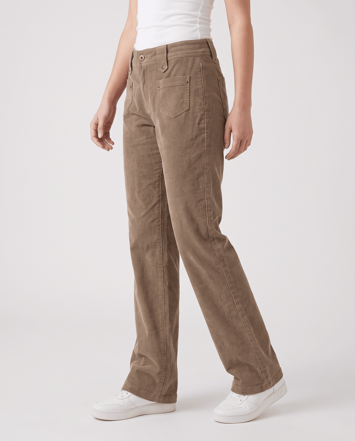 Low-Rise Corduroy Flare Pants – Front Patch Pockets, Zip Fly & Full Length | Hazel