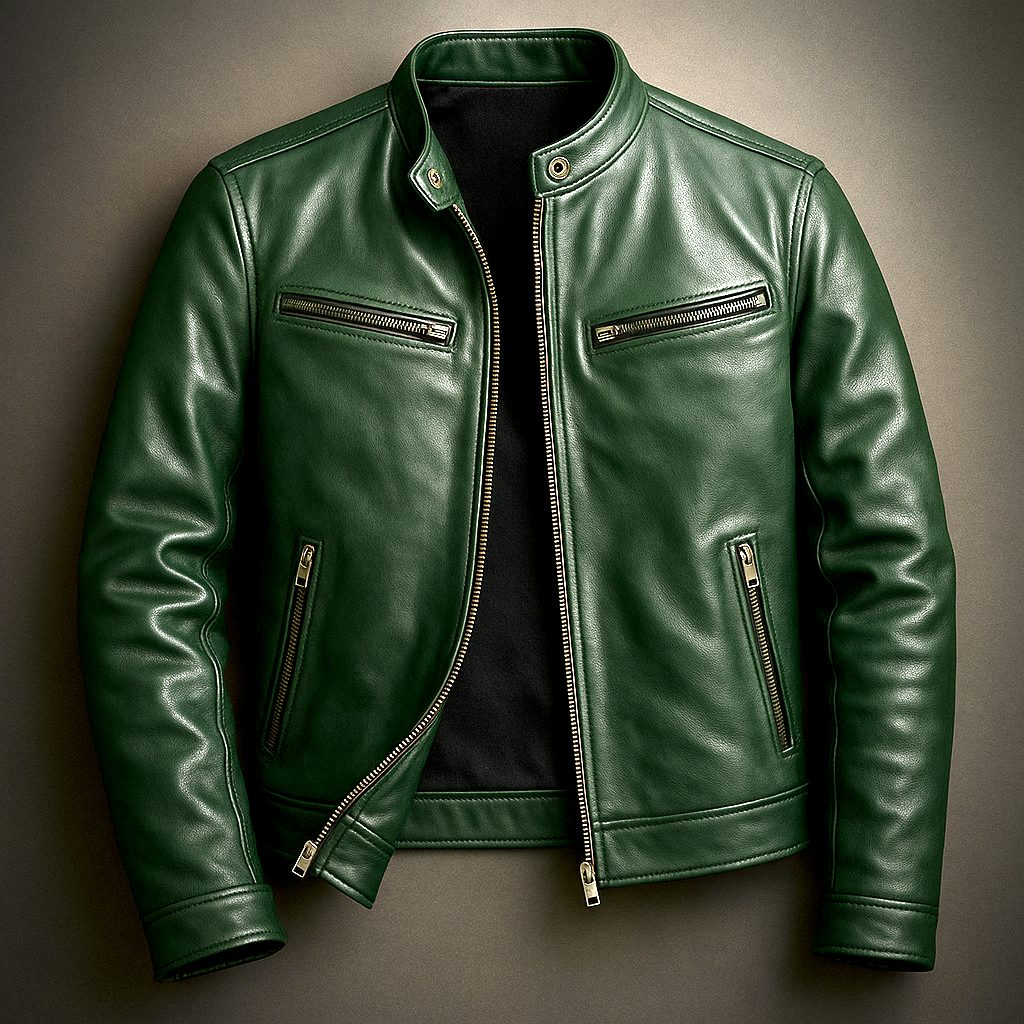 Luciano | Men's Leather Biker Jacket with Zip-Up Closure
