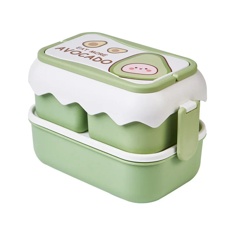 Lunch Box | Avocado-Themed Multi-Compartment & Dishwasher-Safe
