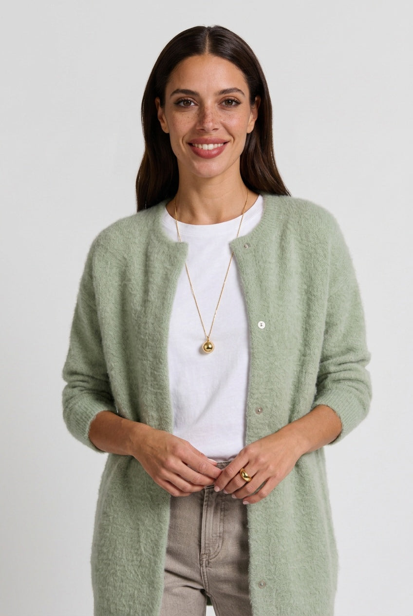 Women's Oversized Longline Cardigan | Snap Button Open Front