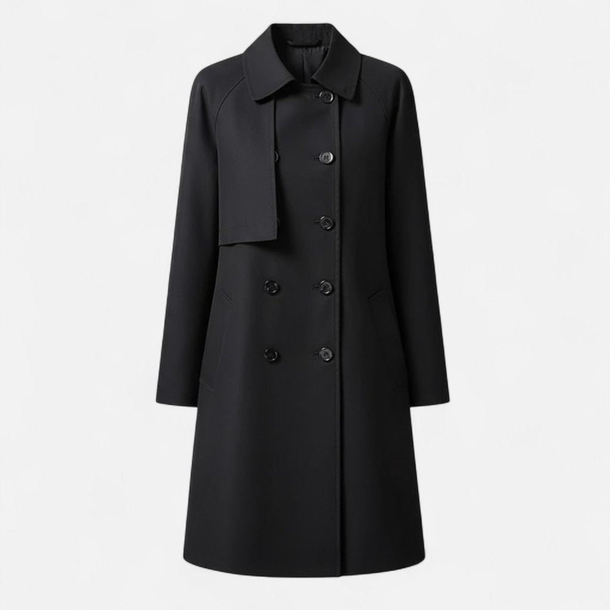 Natalie | Women's Long Wool Blend Trench Coat Double Breasted