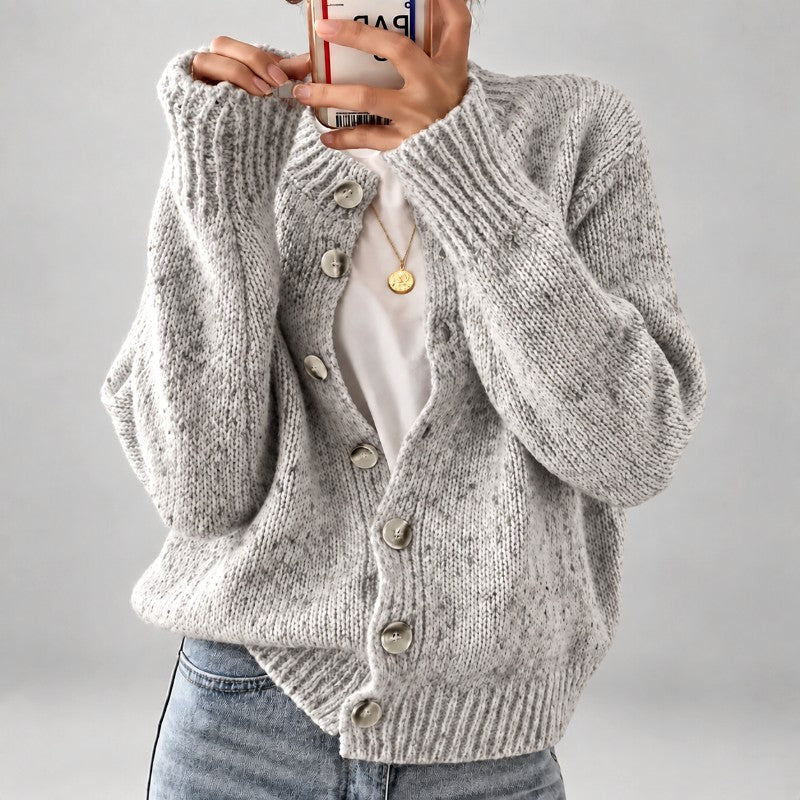 Madeline – Women's Speckled Knit Button Cardigan