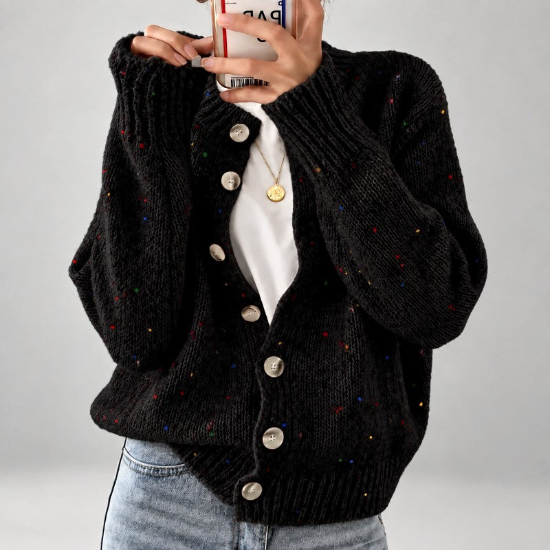 Madeline – Women's Speckled Knit Button Cardigan