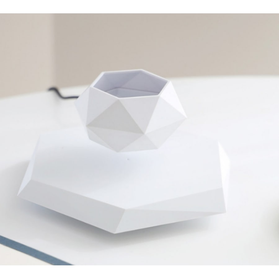 Magnetic Levitation Floating Planter with Geometric Hexagonal Pot and Electromagnetic Base