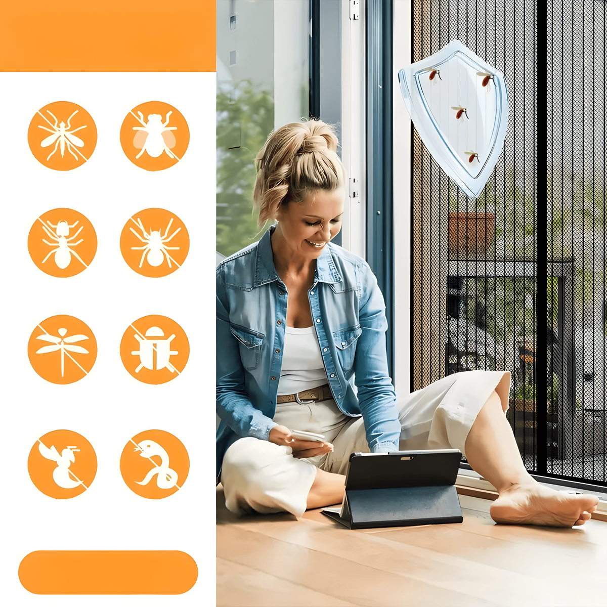 Magnetic Screen Door with Self-Closing Mesh and Pet-Friendly Design