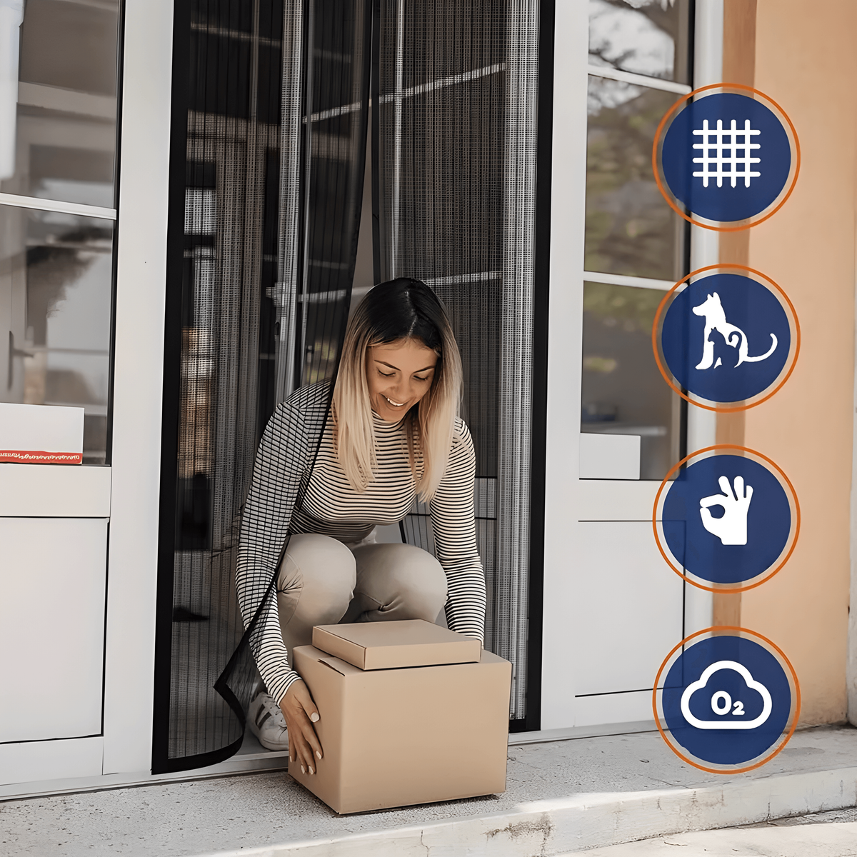 Magnetic Screen Door with Self-Closing Mesh and Pet-Friendly Design