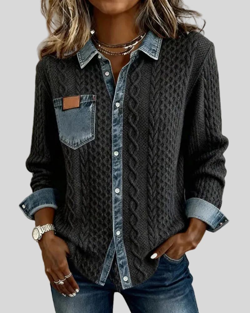 Magnus | Women's Cable Knit Button-Down Shirt