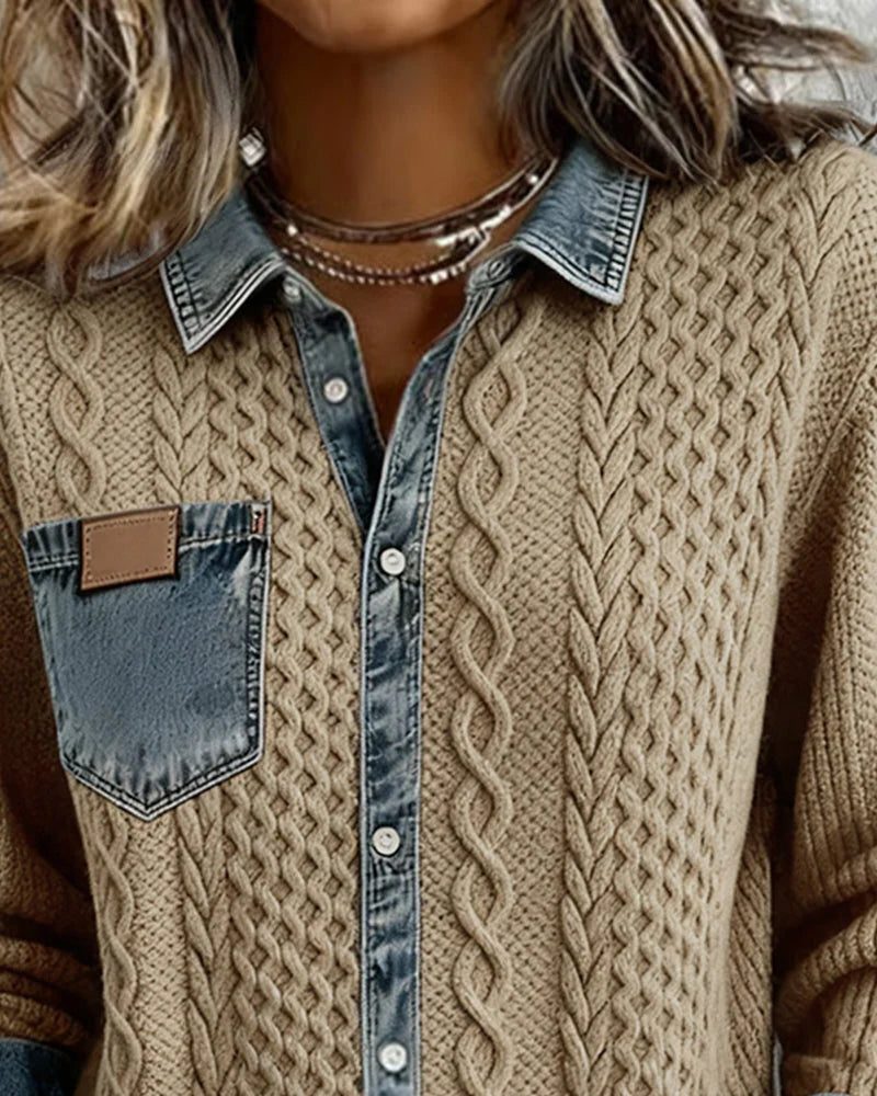 Magnus | Women's Cable Knit Button-Down Shirt