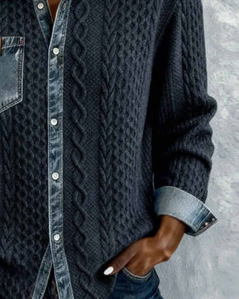 Magnus | Women's Cable Knit Button-Down Shirt