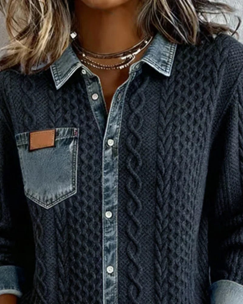 Magnus | Women's Cable Knit Button-Down Shirt