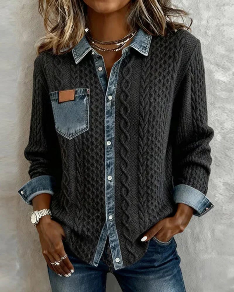 Magnus | Women's Cable Knit Button-Down Shirt