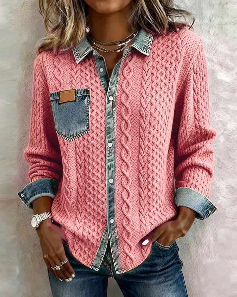 Magnus | Women's Cable Knit Button-Down Shirt